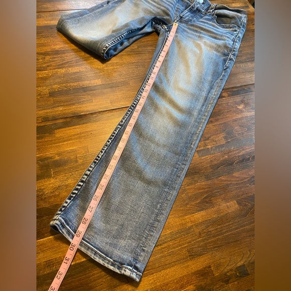 Buckle Black Jeans Men’s Size 32x30 Fit No 9 Straight Leg Whiskered Thick Stitch - Picture 14 of 15